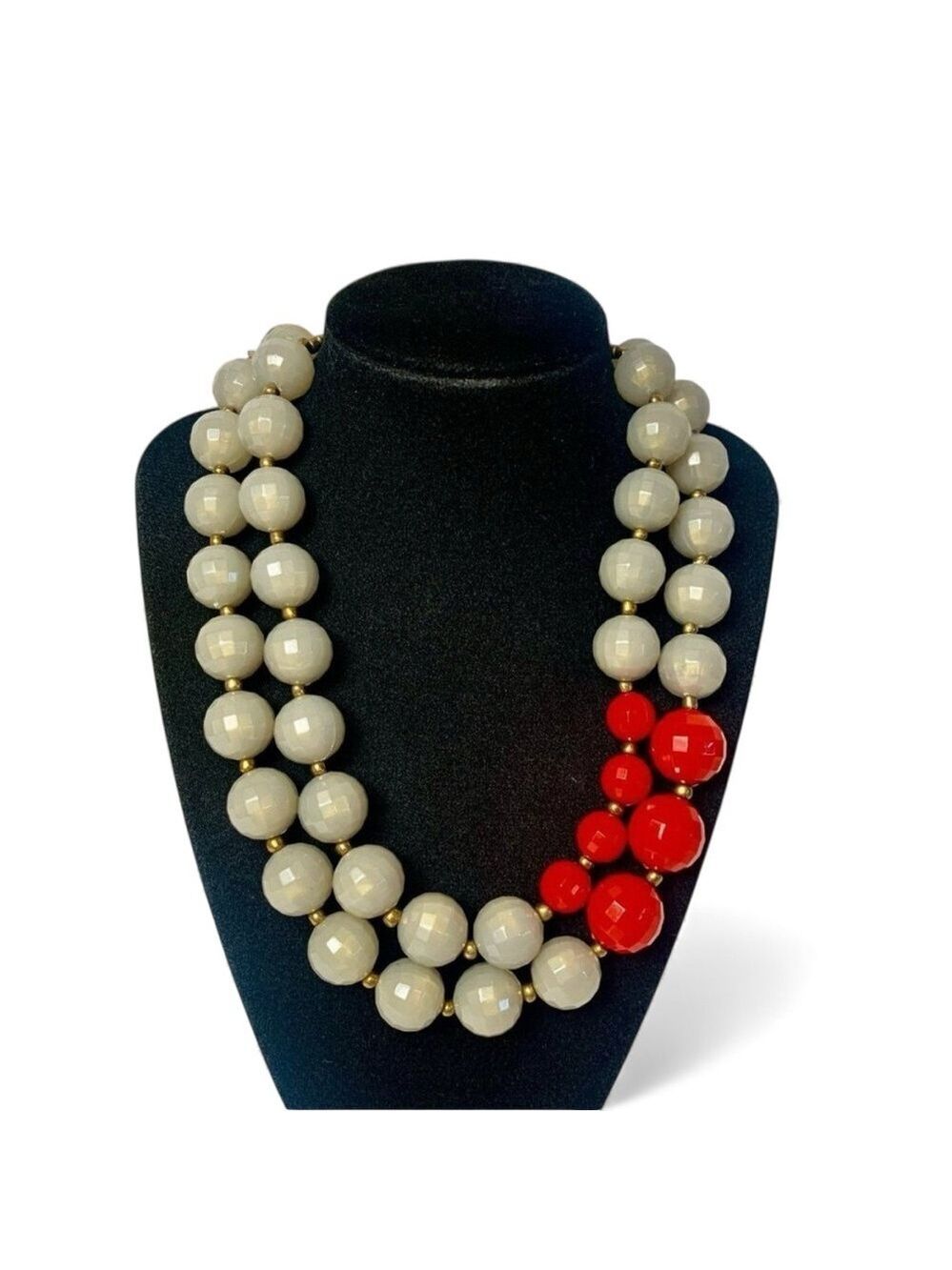Premier Designs Grey Red Iridescent Colorblock Necklace 16 Inch